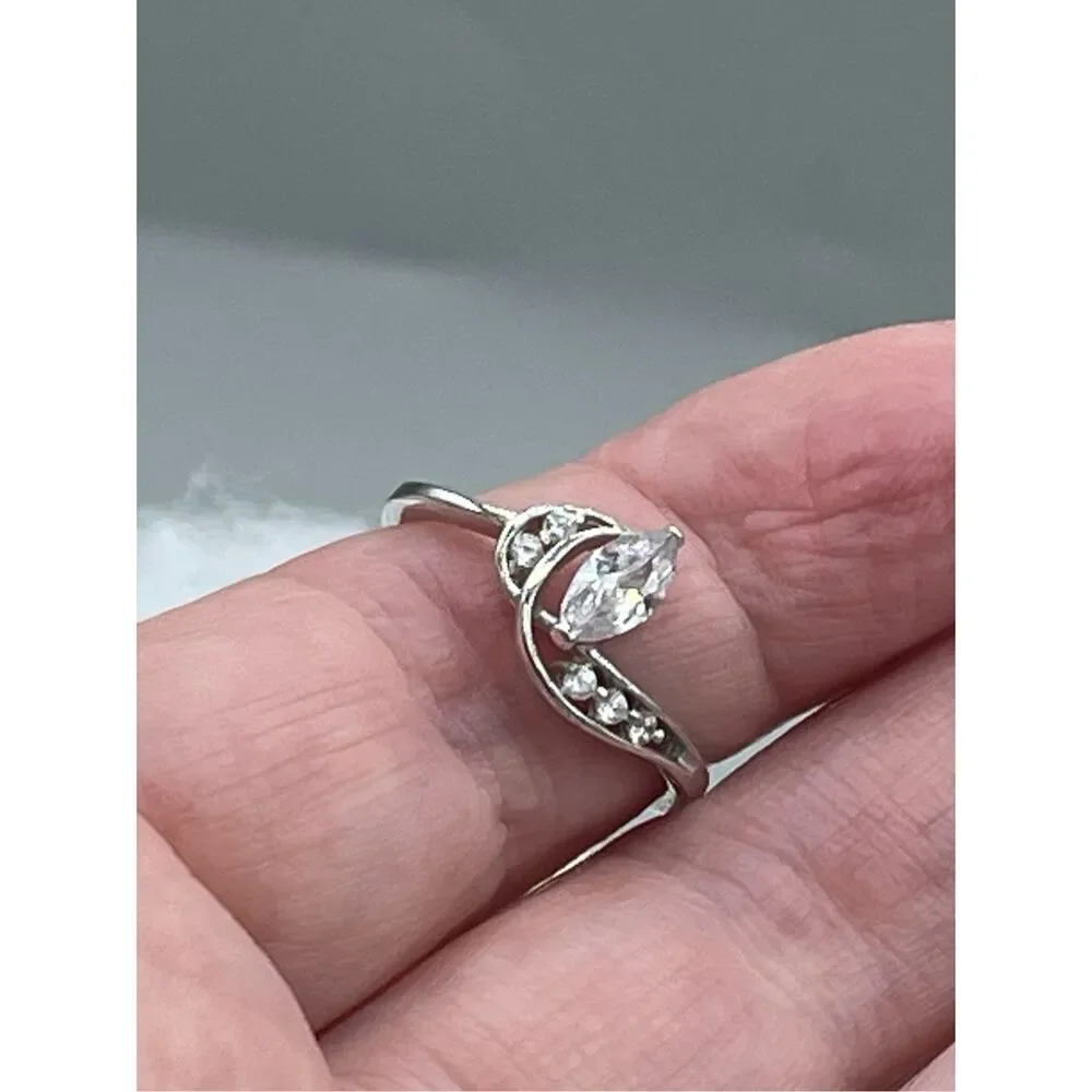 Silver plated white topaz statement piece ring